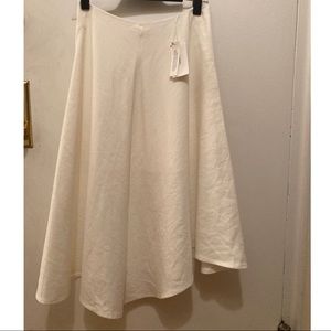 VInce white asymmetric midi skirt